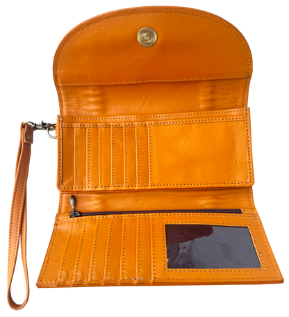 The Design Edge Tooling Leather Cowhide Trifold Wristlet Wallet – AW39 – Mateo