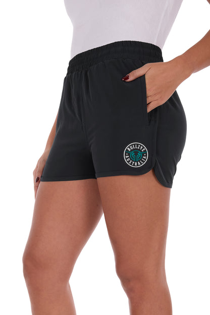 Bullzye Women’s Addie Sports Short - Black/ Turquoise