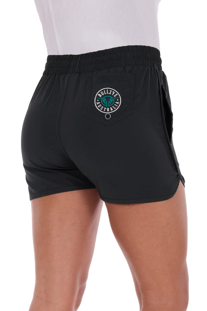 Bullzye Women’s Addie Sports Short - Black/ Turquoise