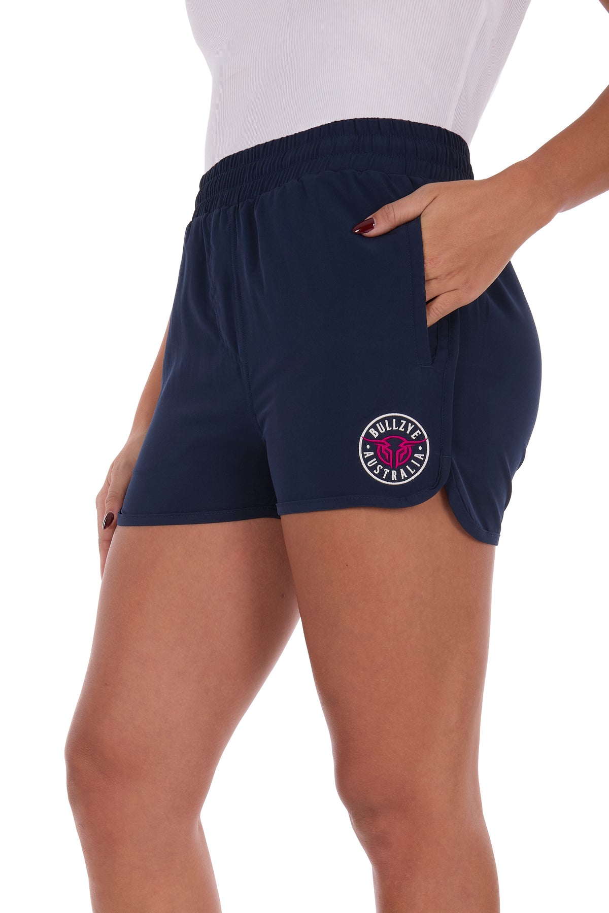 Bullzye Women’s Addie Sports Short - Navy/ Hot Pink
