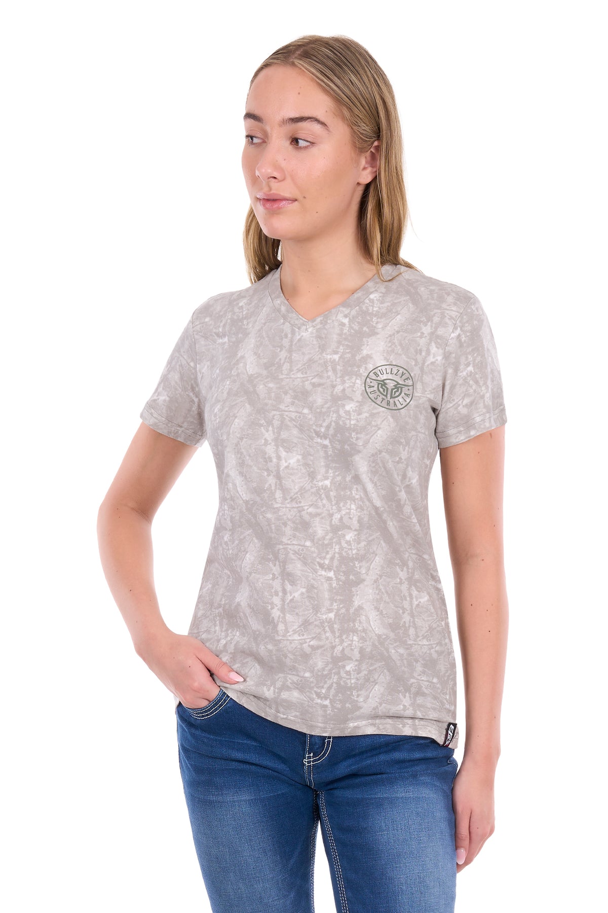 Bullzye Women’s Dusty V-Neck Short Sleeve Tee