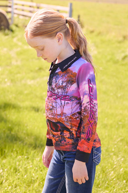 Bullzye Girl’s Grazing Horse Long Sleeve Tee