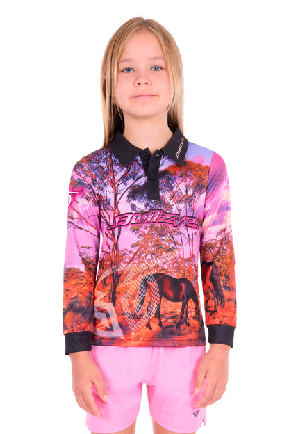 Bullzye Girl’s Grazing Horse Long Sleeve Tee