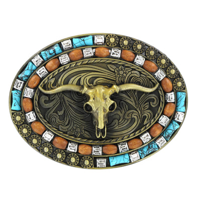 Tulmur Gold Long Horn Western Buckle