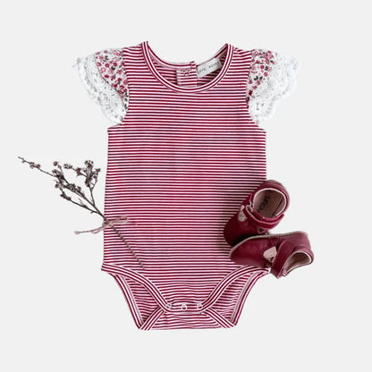 Love Henry Baby Girls Knit Romper - Red Stripe