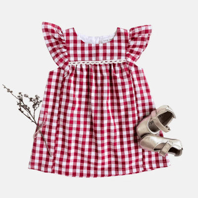 Love Henry Baby Girls Maisy Dress - Red Check