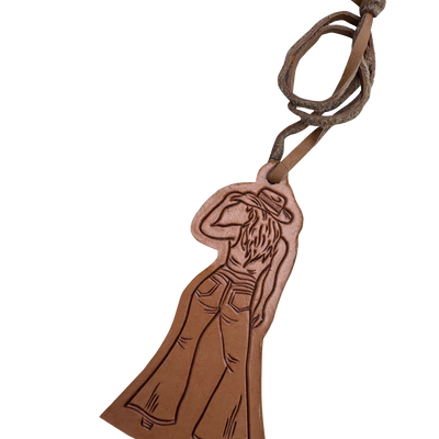 The Design Edge BC Cowgirl – Tooled Leather Bag Charm