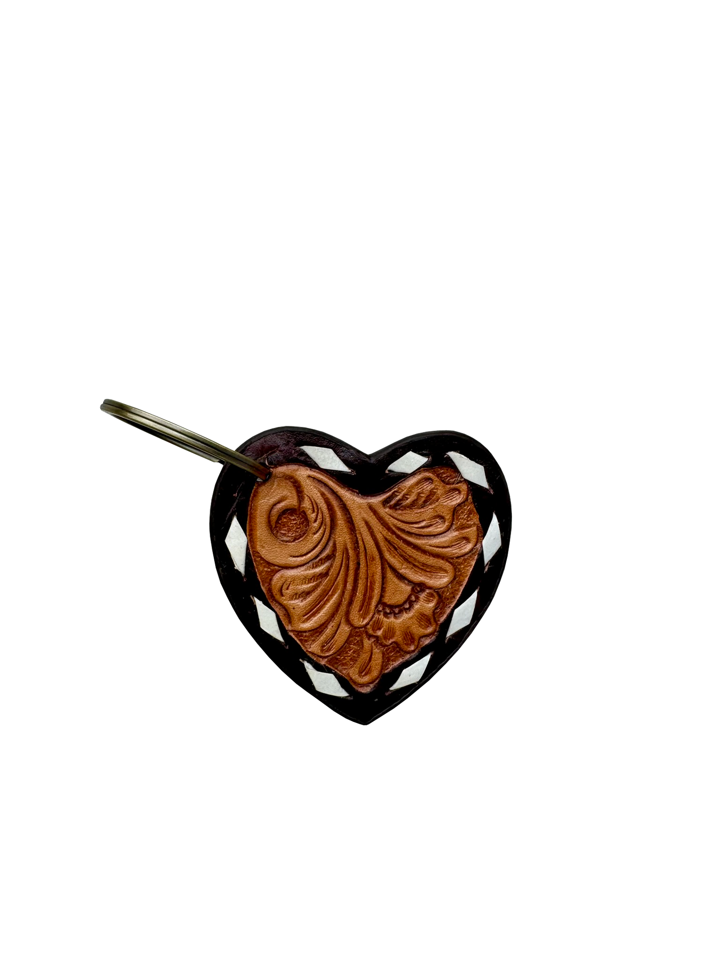 The Design Edge Buck Stitch Tooling Leather Heart Keyring – CA19