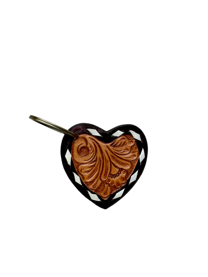The Design Edge Buck Stitch Tooling Leather Heart Keyring – CA19