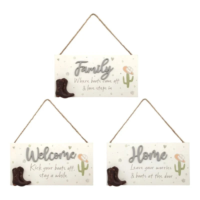 Malmar Hanging Plaque With Country Boots 25x12cm