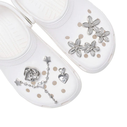 Croc Jibbitz - Silver Meta Floral 5 Pack