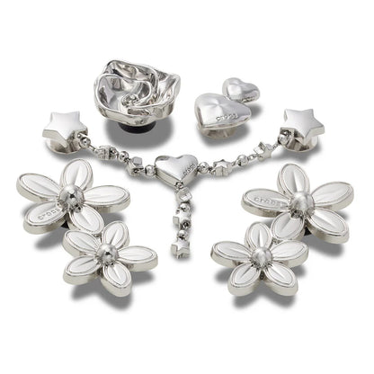 Croc Jibbitz - Silver Meta Floral 5 Pack