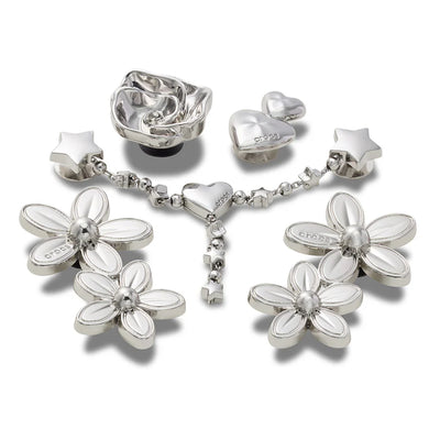 Croc Jibbitz - Silver Meta Floral 5 Pack