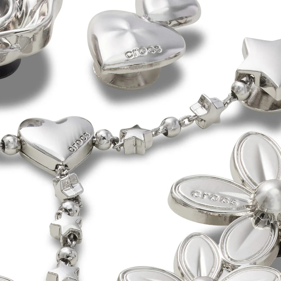 Croc Jibbitz - Silver Meta Floral 5 Pack