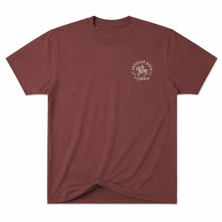 Whiskey Bent Hat Co. Shoulda Been a Cowboy T-shirt - Crimson