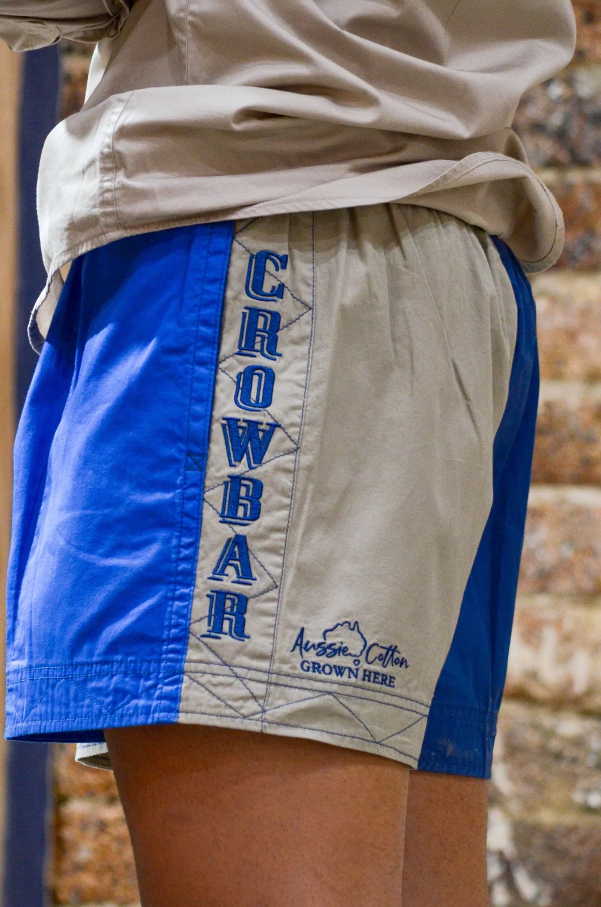 Crowbar Pauly Short Australian Cotton Beige | Cobalt Blue | Denim Harlequin