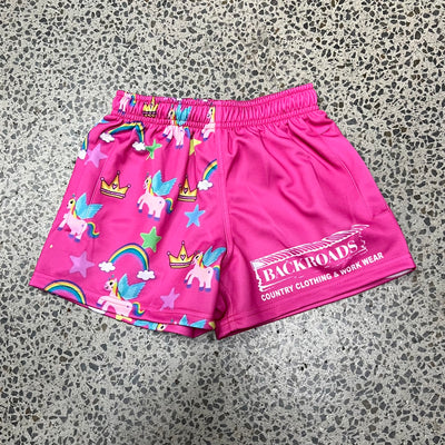 Backroads Kids Footy Shorts Unicorn/Pink