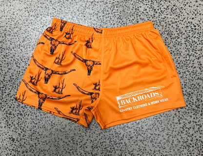 Backroads Footy Shorts Orange/Bullhorns