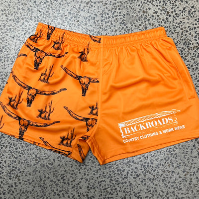 Backroads Footy Shorts Orange/Bullhorns