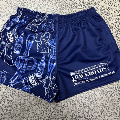 Backroads Footy Shorts Blue/Beer