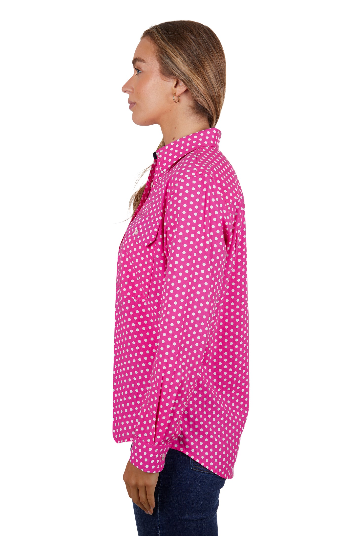 Hard Slog Womens Kelly 1/2 Button Long Sleeve Shirt