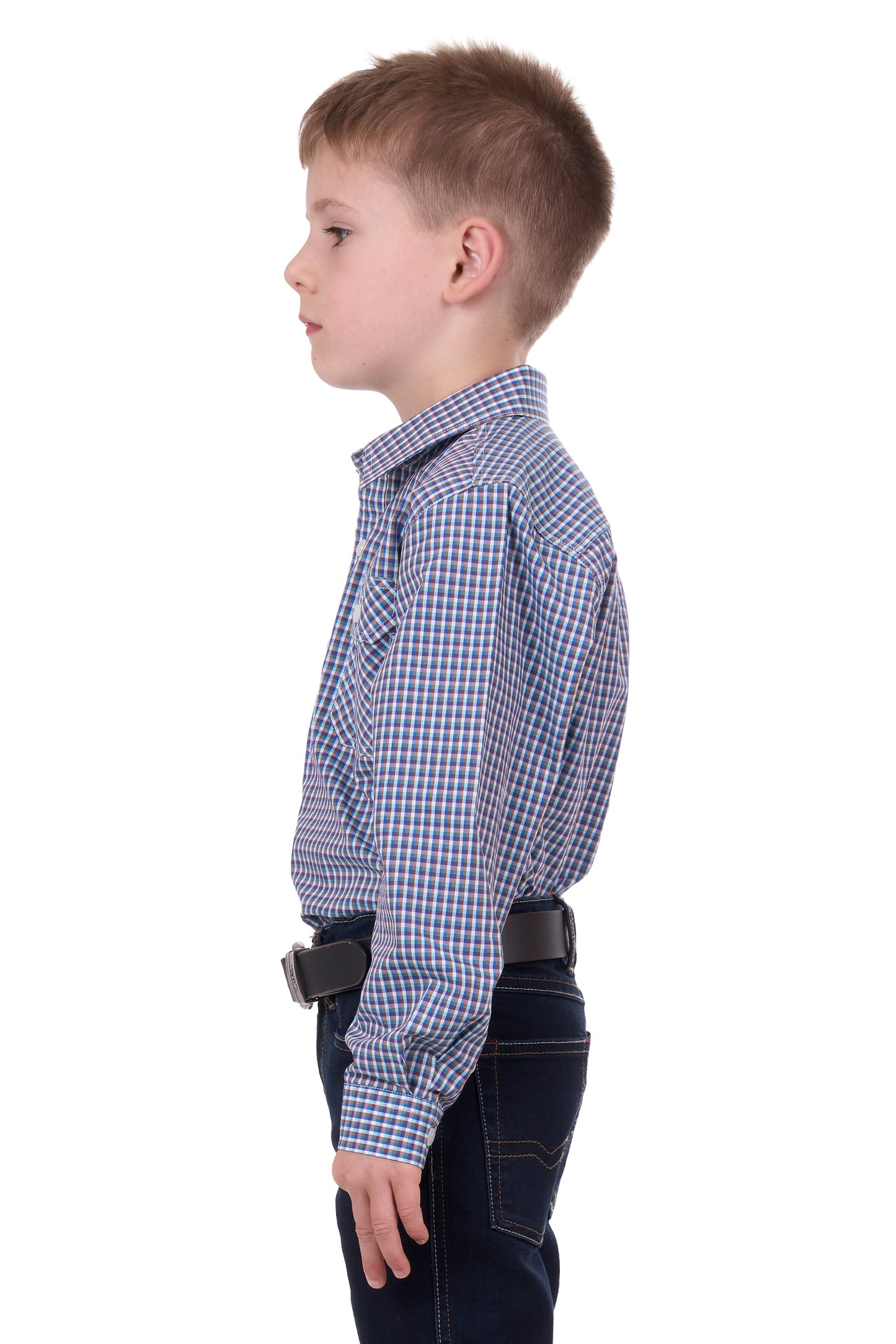 Hard Slog Boys Bobbie 1/2 Button Long Sleeve Shirt