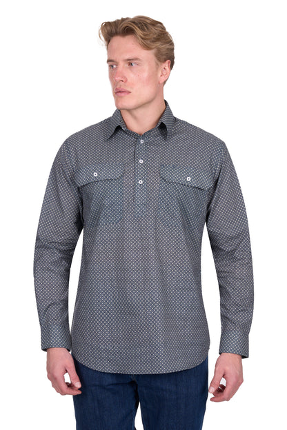 Hard Slog Men's Tomson Half Placket Long Sleeve Shirt