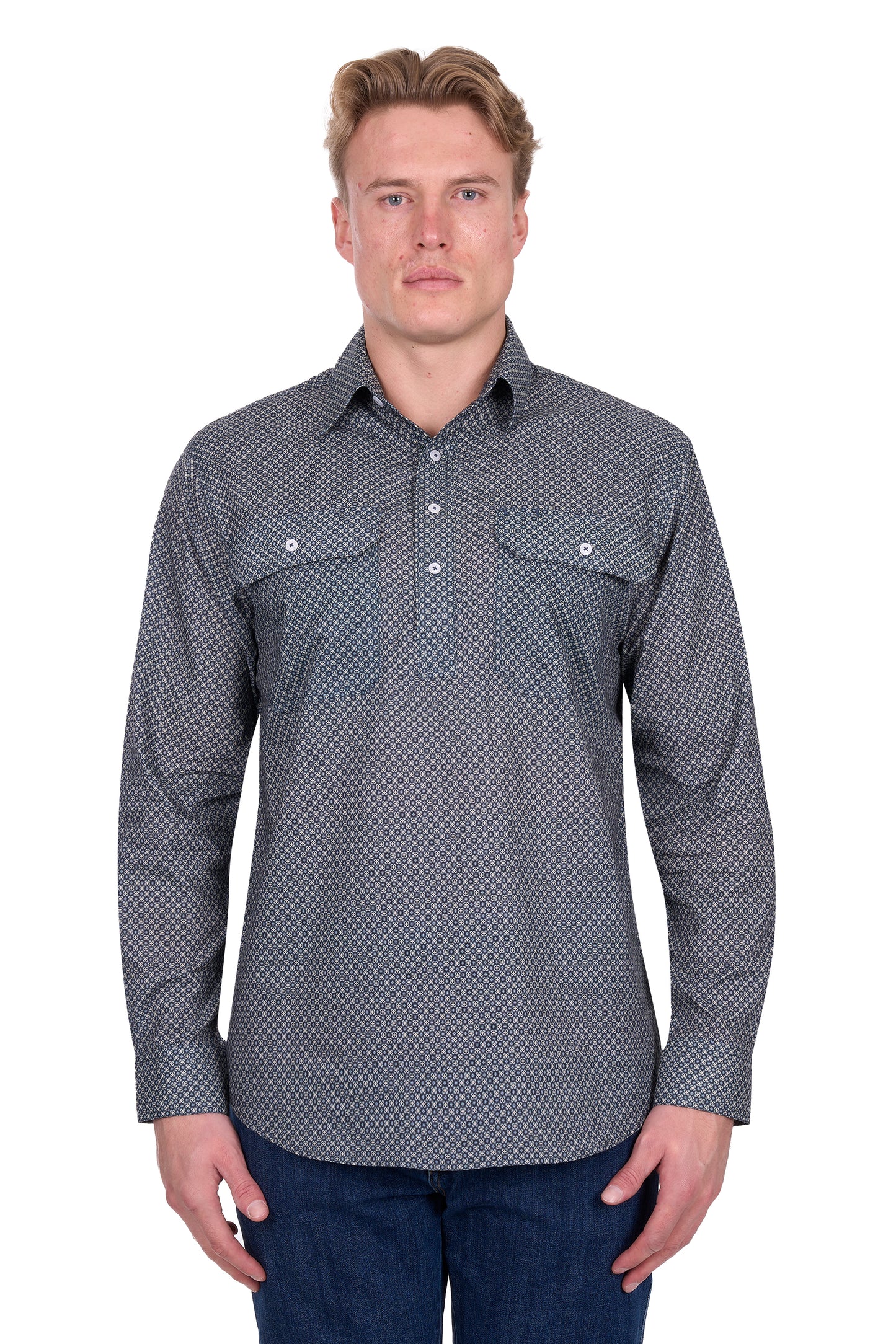 Hard Slog Men's Tomson Half Placket Long Sleeve Shirt