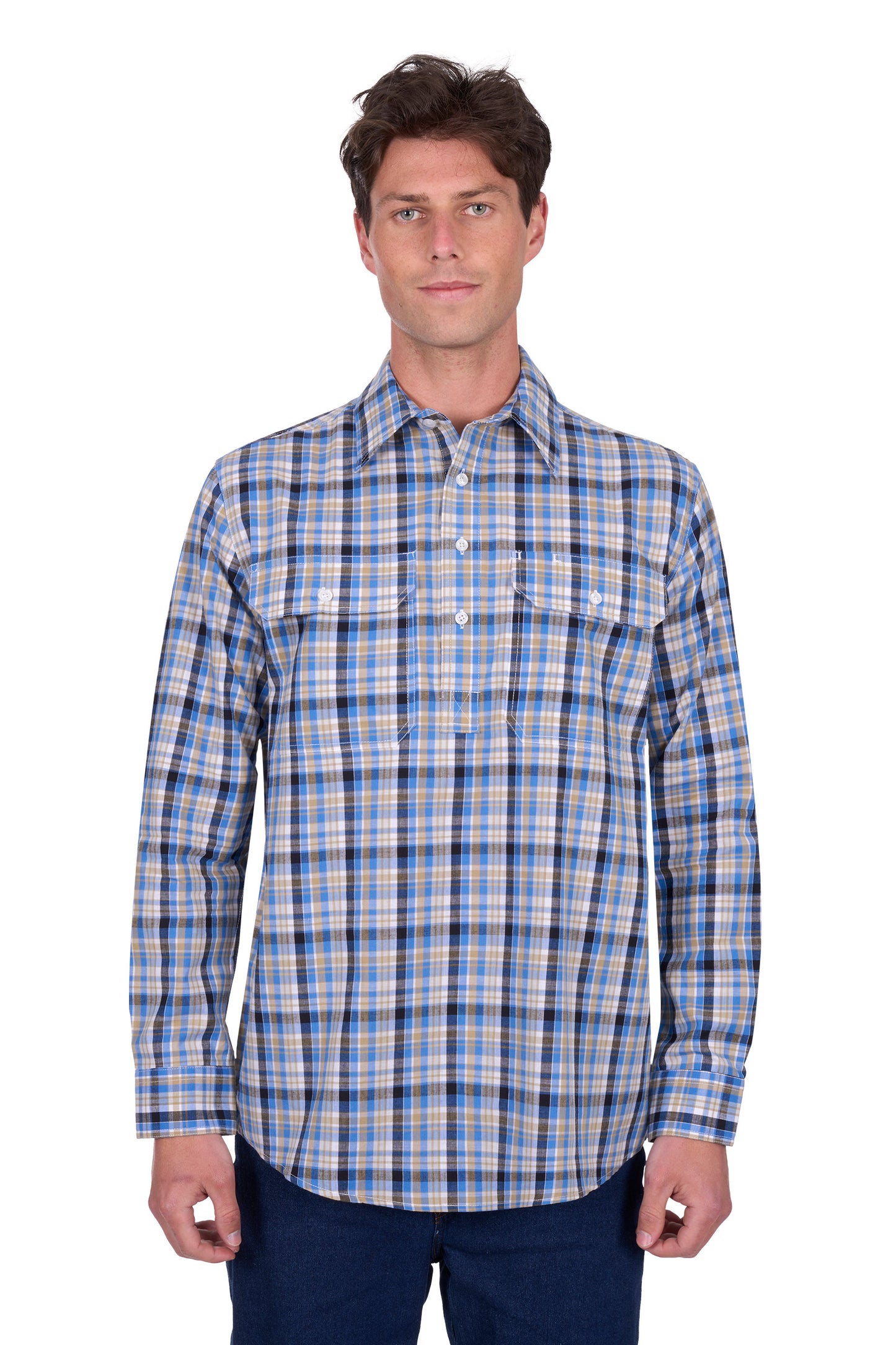 Hard Slog Men's Gibson Half Placket Long Sleeve Shirt