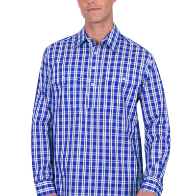 Hard Slog Men's Levers Half Placket Long Sleeve Shirt