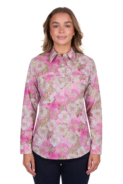 Hard Slog Women's Etta Half Placket Long Sleeve Shirt