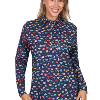 Hard Slog Women's Tori Half Placket Long Sleeve Shirt