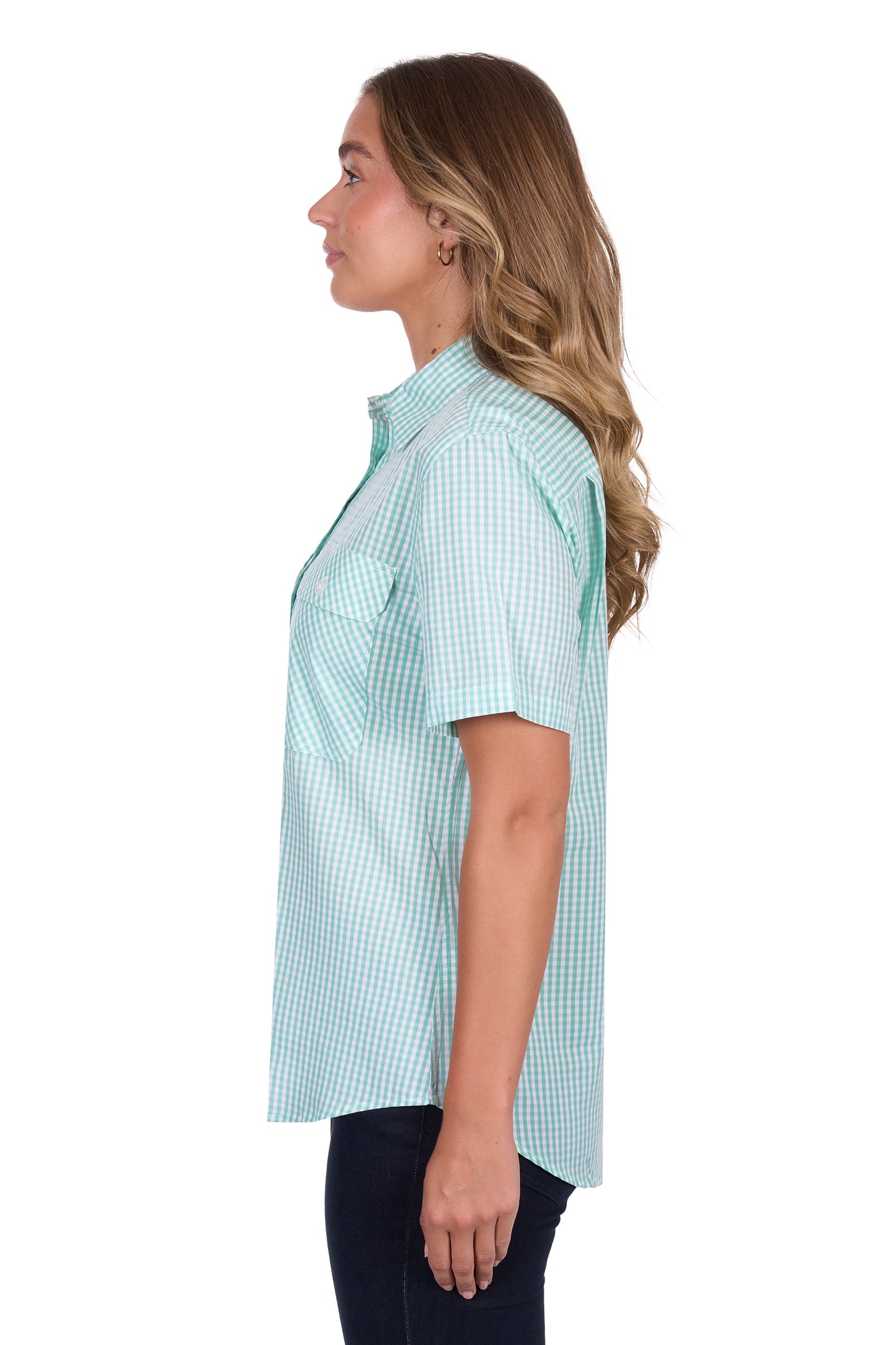 Hard Slog Women's Grace Half Placket Short Sleeve Shirt - Mint