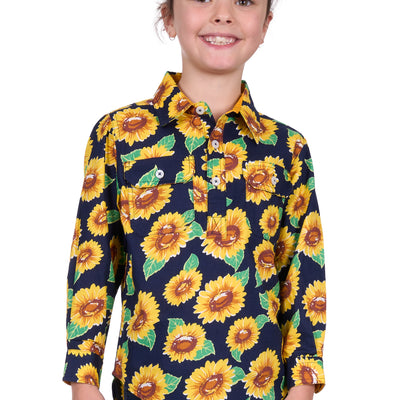 Hard Slog Girls Ally Half Placket Long Sleeve Shirt