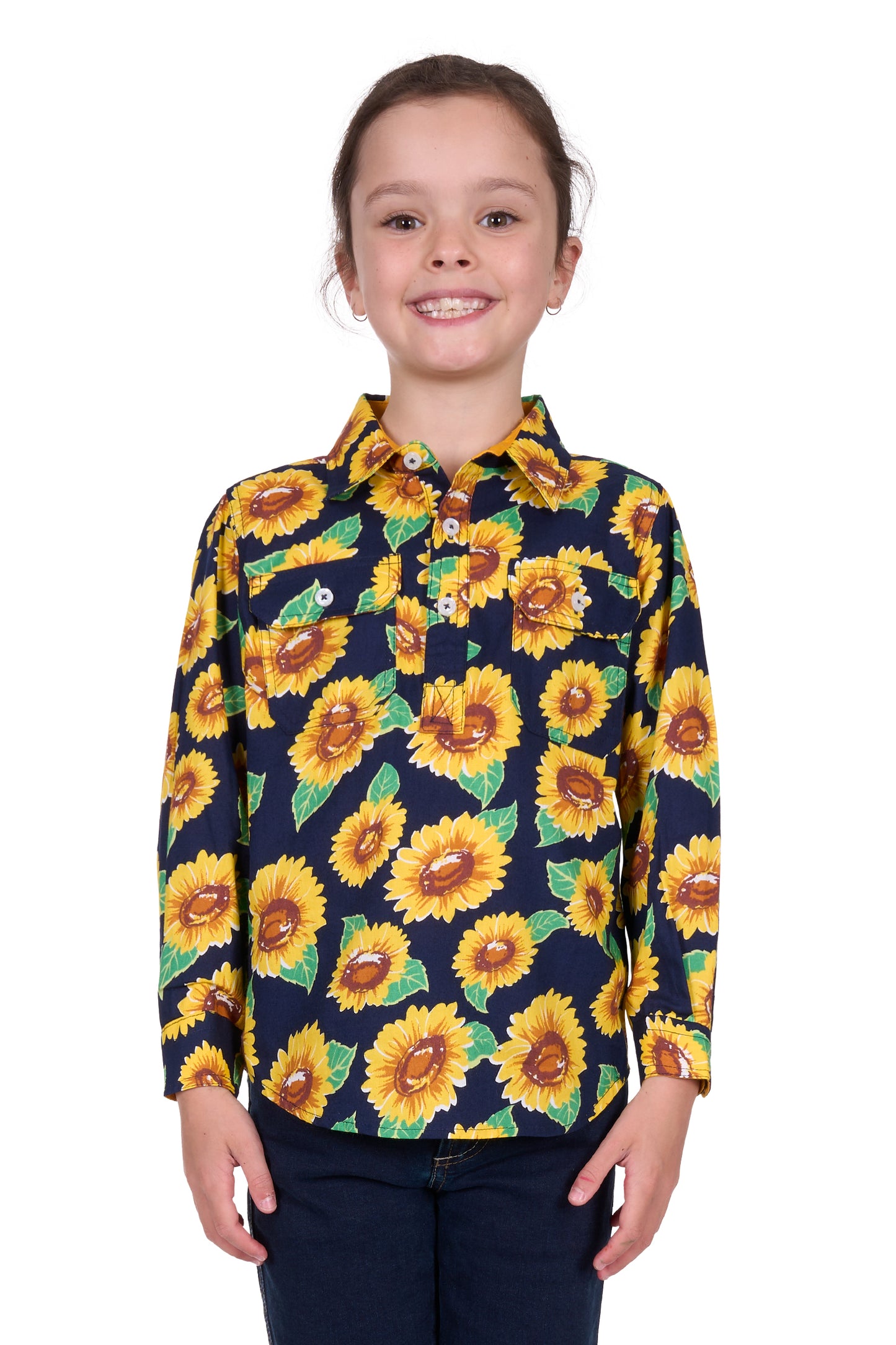 Hard Slog Girls Ally Half Placket Long Sleeve Shirt