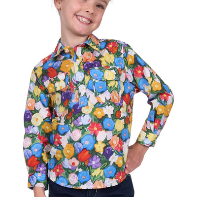 Hard Slog Kid’s Delia Half Placket Long Sleeve Shirt