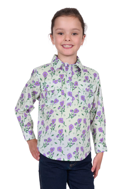 Hard Slog Girls Lynn Half Placket Long Sleeve Shirt