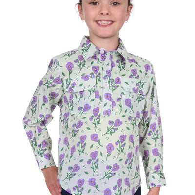 Hard Slog Girls Lynn Half Placket Long Sleeve Shirt