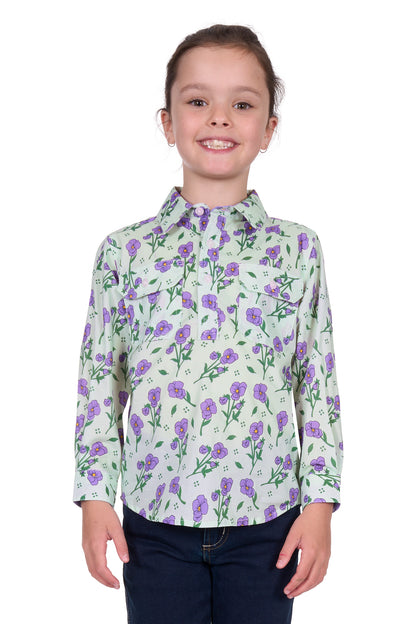 Hard Slog Girls Lynn Half Placket Long Sleeve Shirt