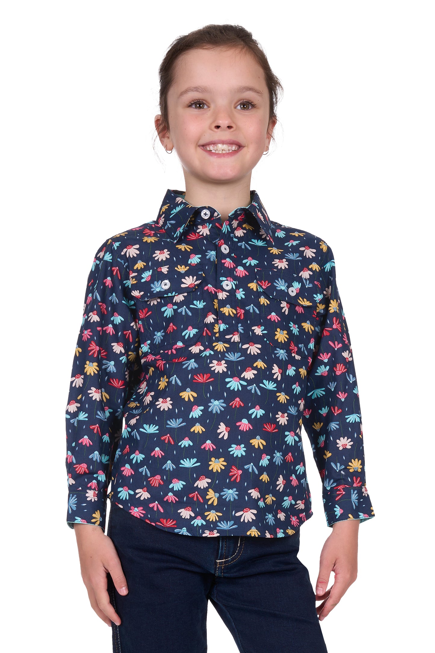 Hard Slog Kid’s Tori Half Placket Long Sleeve Shirt