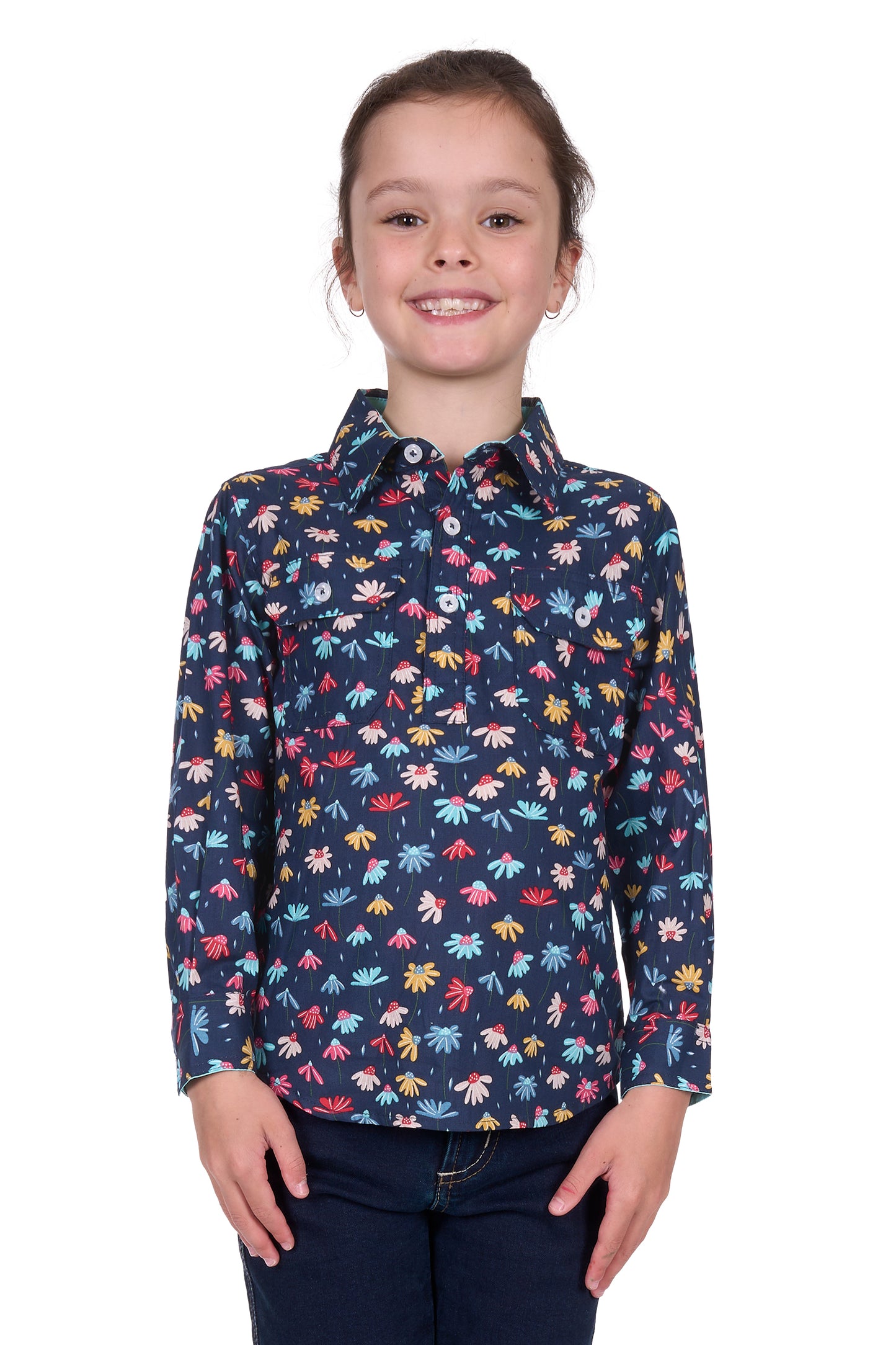 Hard Slog Kid’s Tori Half Placket Long Sleeve Shirt
