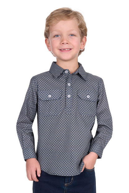 Hard Slog Kid's Tomson Half Placket Long Sleeve Shirt