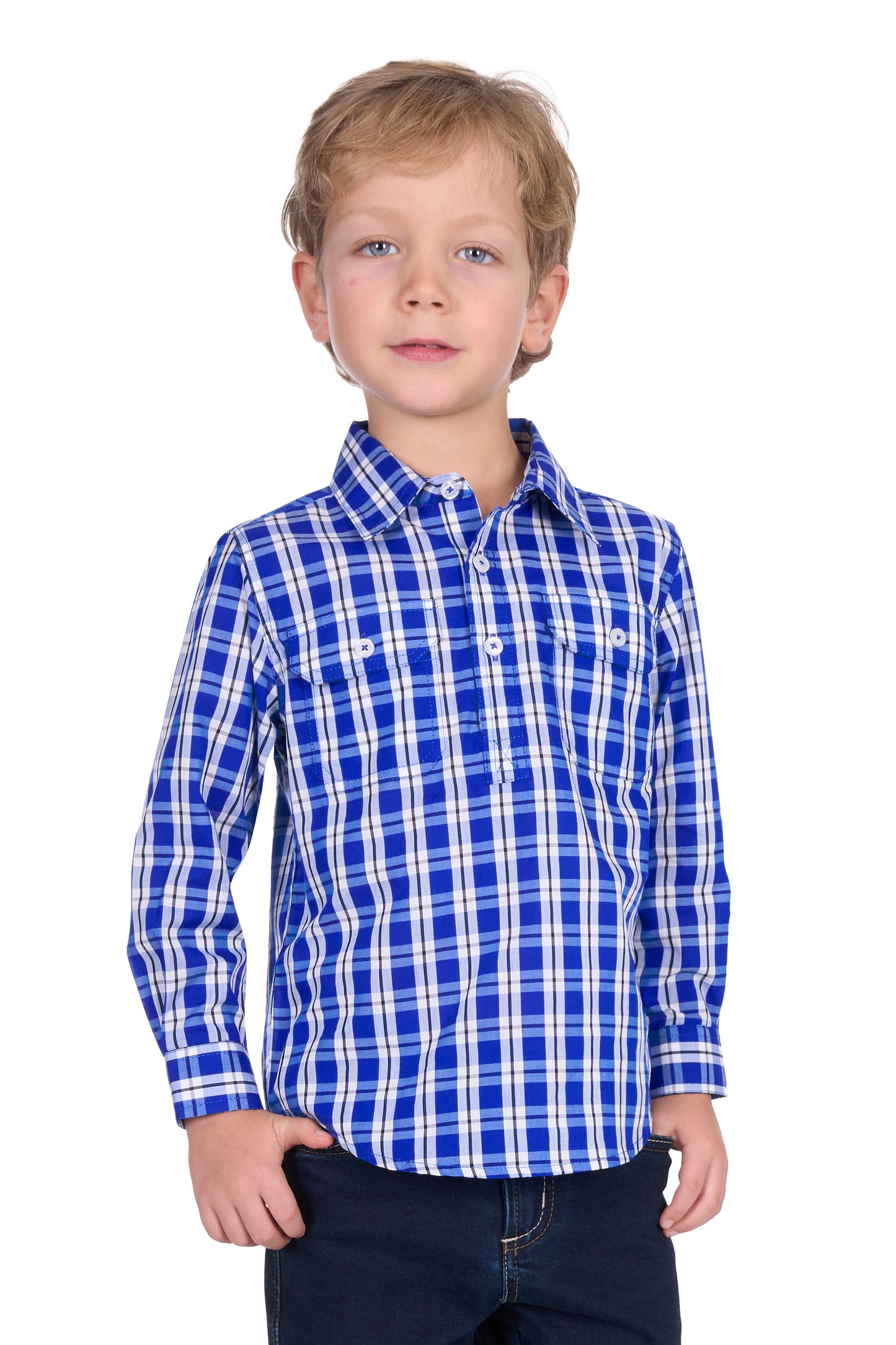 Hard Slog Kid's Levers Half Placket Long Sleeve Shirt