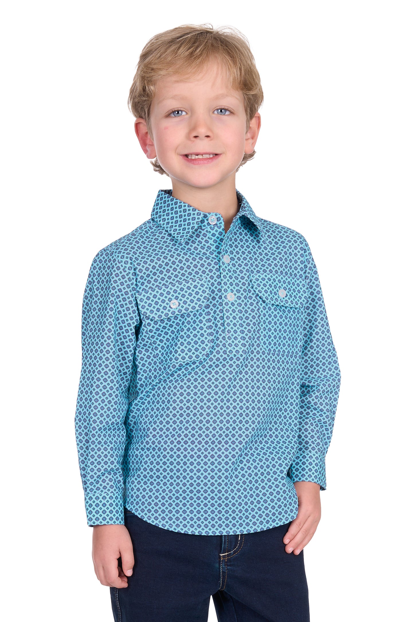 Hard Slog Kid's Lygon Half Placket Long Sleeve Shirt