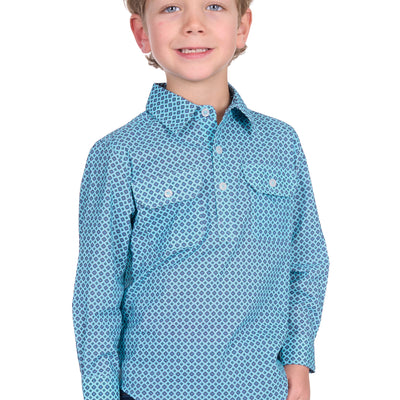 Hard Slog Kid's Lygon Half Placket Long Sleeve Shirt