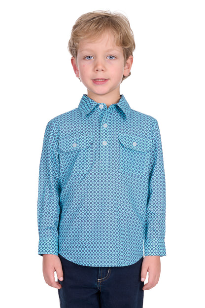 Hard Slog Kid's Lygon Half Placket Long Sleeve Shirt