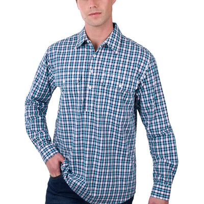 Hard Slog Mens Rui 1/2 Button Long Sleeve Shirt