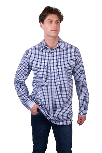 Hard Slog Mens Coney 1/2 Button Long Sleeve Shirt