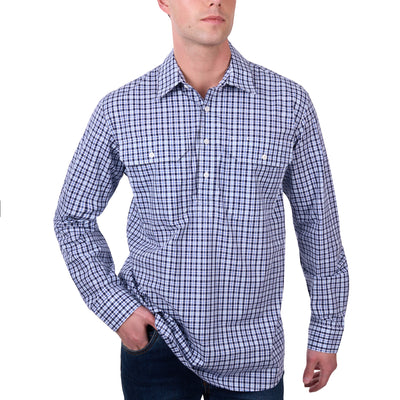 Hard Slog Mens Coney 1/2 Button Long Sleeve Shirt