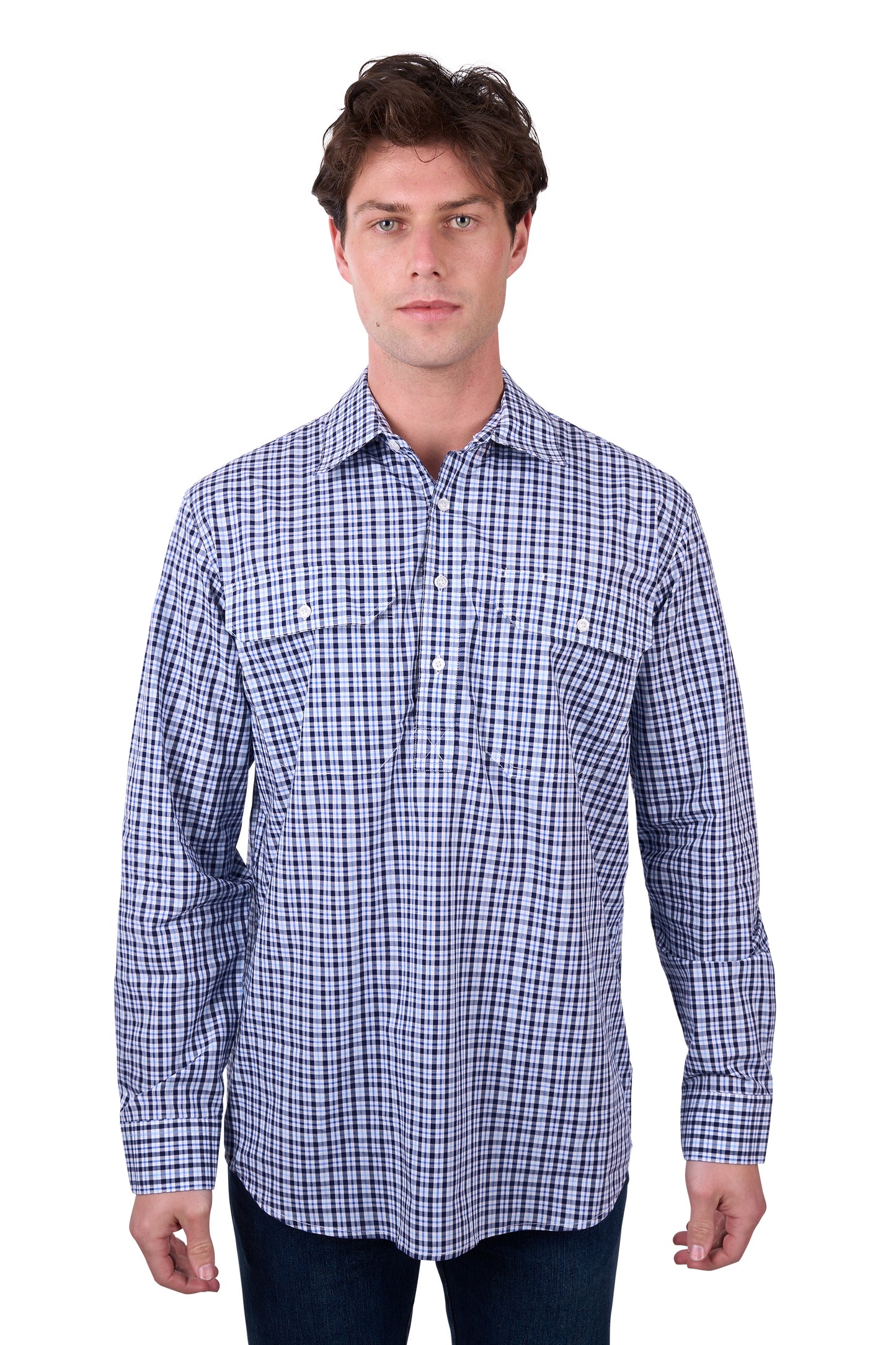 Hard Slog Mens Coney 1/2 Button Long Sleeve Shirt
